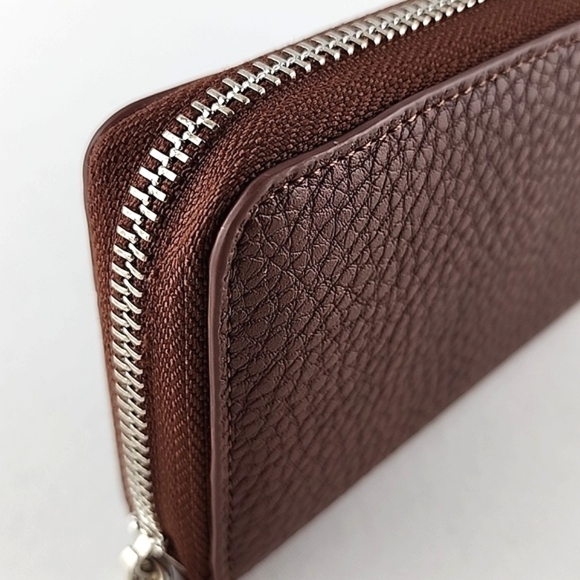 Co-Lab Small Zip Around Chestnut Brown Faux Leather Textured Pebbled Wallet - Picture 5 of 11